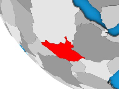 Güney Sudan basit 3d dünya üzerinde. 3D çizim.