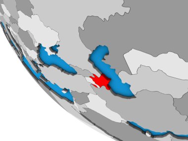 Azerbaycan basit 3d dünya üzerinde. 3D çizim.