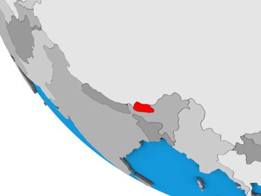 Bhutan basit 3d dünya üzerinde. 3D çizim.