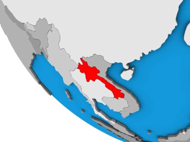 Laos 'un basit üç boyutlu küresi. 3B illüstrasyon.