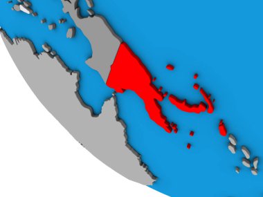 Papua Yeni Gine basit 3d dünya üzerinde. 3D çizim.