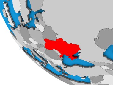 Basit bir 3 boyutlu küre üzerinde Ukrayna. 3B illüstrasyon.