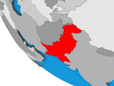 Pakistan 'ın üç boyutlu basit küresi. 3B illüstrasyon.