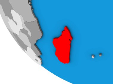 Madagaskar 'da basit bir 3 boyutlu küre üzerinde. 3B illüstrasyon.