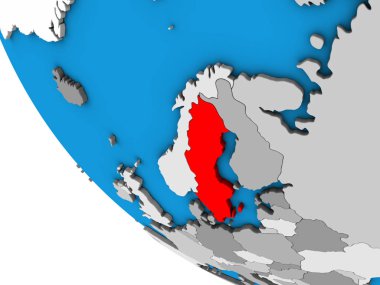 İsveç basit 3d dünya üzerinde. 3D çizim.