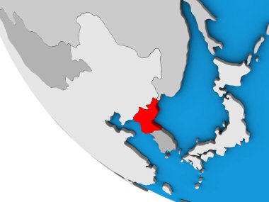 Kuzey Kore basit 3d dünya üzerinde. 3D çizim.