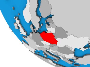 Polonya basit 3d dünya üzerinde. 3D çizim.