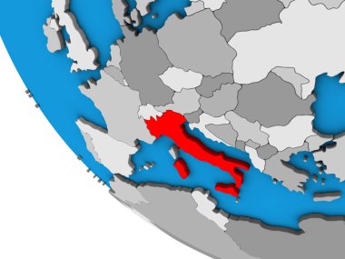 İtalya basit 3d dünya üzerinde. 3D çizim.