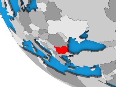 Bulgaristan basit 3d dünya üzerinde. 3D çizim.