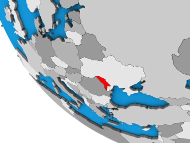 Moldova 'nın basit üç boyutlu küresi. 3B illüstrasyon.
