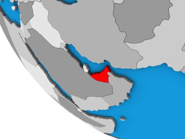 Birleşik Arap Emirlikleri basit 3d dünya üzerinde. 3D çizim.