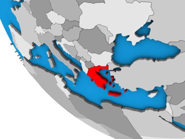 Yunanistan basit 3d dünya üzerinde. 3D çizim.