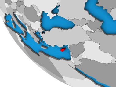 Kıbrıs basit 3d dünya üzerinde. 3D çizim.