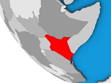 Kenya 'nın basit 3D küresi. 3B illüstrasyon.