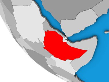 Etiyopya basit 3d dünya üzerinde. 3D çizim.