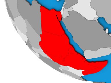 Kuzeydoğu Afrika basit 3d dünya üzerinde. 3D çizim.