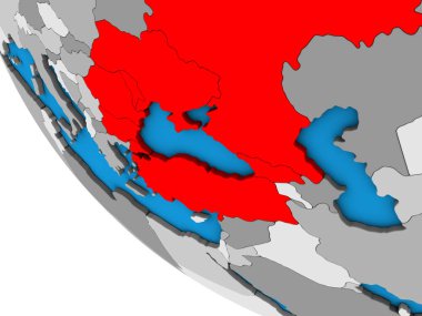 Karadeniz Bölgesi basit 3d dünya üzerinde. 3D çizim.