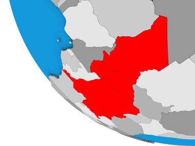 Orta Afrika basit 3d dünya üzerinde. 3D çizim.