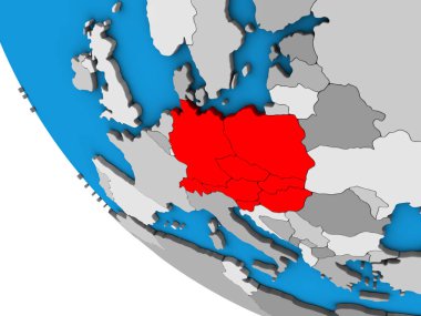 Orta Avrupa 'da basit bir 3 boyutlu küre. 3B illüstrasyon.