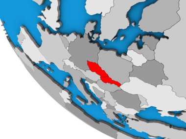 Çekoslovakya basit 3d dünya üzerinde. 3D çizim.