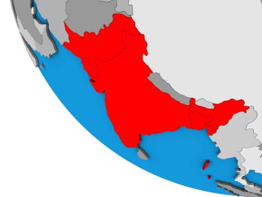 Britanya Hindistanı basit 3d dünya üzerinde. 3D çizim.