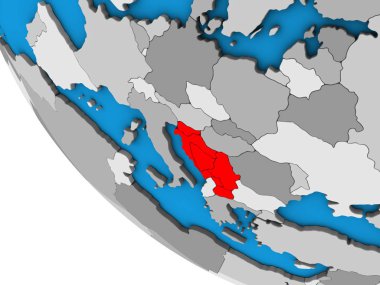 Yugoslavya basit 3d dünya üzerinde. 3D çizim.