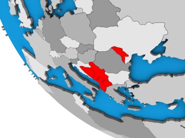 CEFTA ülkeler basit 3d dünya üzerinde. 3D çizim.