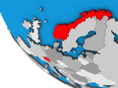 EFTA Ülkeleri basit 3d dünya üzerinde. 3D çizim.