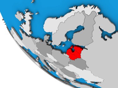 Baltık Devletleri basit 3d dünya üzerinde. 3D çizim.