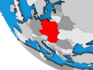 Basit 3d dünya üzerindeki Visegrad Grubu. 3D çizim.