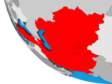 Eko üye devletler basit 3d dünya üzerinde. 3D çizim.