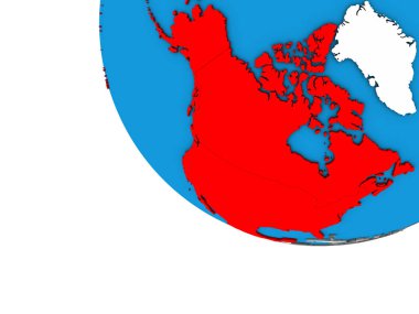 NAFTA ülkeleri basit 3d dünya üzerinde. 3D çizim.