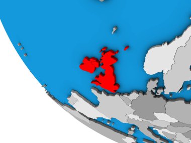 Britanya Adaları basit 3d dünya üzerinde. 3D çizim.