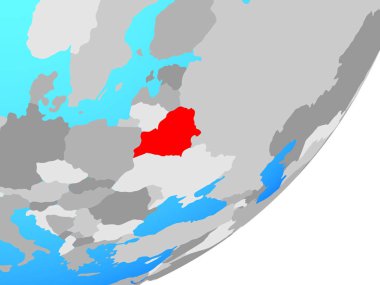 Beyaz Rusya mavi siyasi dünya üzerinde. 3D çizim.