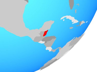 Belize mavi siyasi dünya üzerinde. 3D çizim.