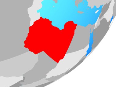 Libya mavi siyasi dünya üzerinde. 3D çizim.