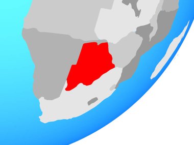 Botsvana mavi siyasi dünya üzerinde. 3D çizim.