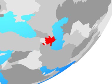 Azerbaycan mavi siyasi dünya üzerinde. 3D çizim.