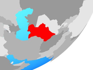Türkmenistan mavi siyasi dünya üzerinde. 3D çizim.