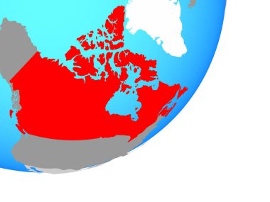 Kanada mavi siyasi dünya üzerinde. 3D çizim.