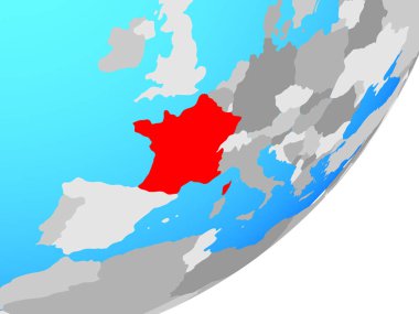 Fransa mavi siyasi dünya üzerinde. 3D çizim.
