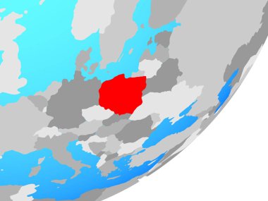 Polonya mavi siyasi dünya üzerinde. 3D çizim.