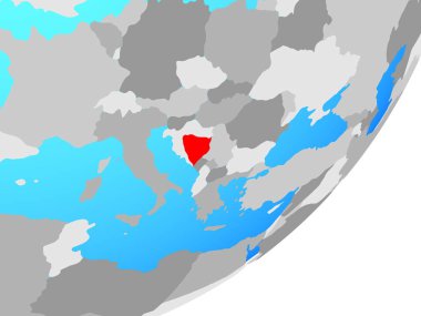 Bosna ve Hersek mavi siyasi dünya üzerinde. 3D çizim.