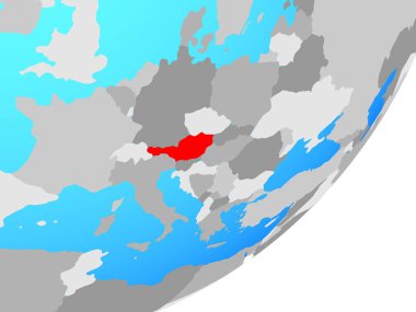 Avusturya mavi siyasi dünya üzerinde. 3D çizim.