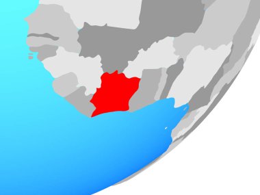 Fildişi Sahili mavi siyasi dünya üzerinde. 3D çizim.