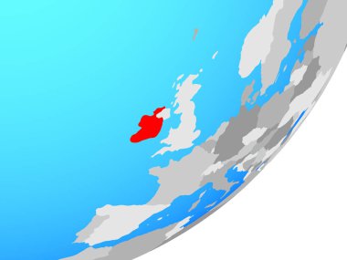 İrlanda'da mavi siyasi dünya. 3D çizim.