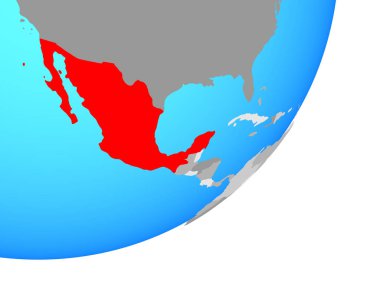 Meksika mavi siyasi dünya üzerinde. 3D çizim.