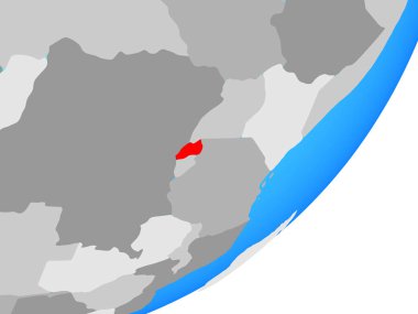 Ruanda mavi siyasi dünya üzerinde. 3D çizim.