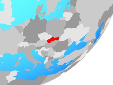 Slovakya mavi siyasi dünya üzerinde. 3D çizim.