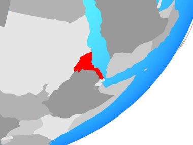 Eritre mavi siyasi dünya üzerinde. 3D çizim.